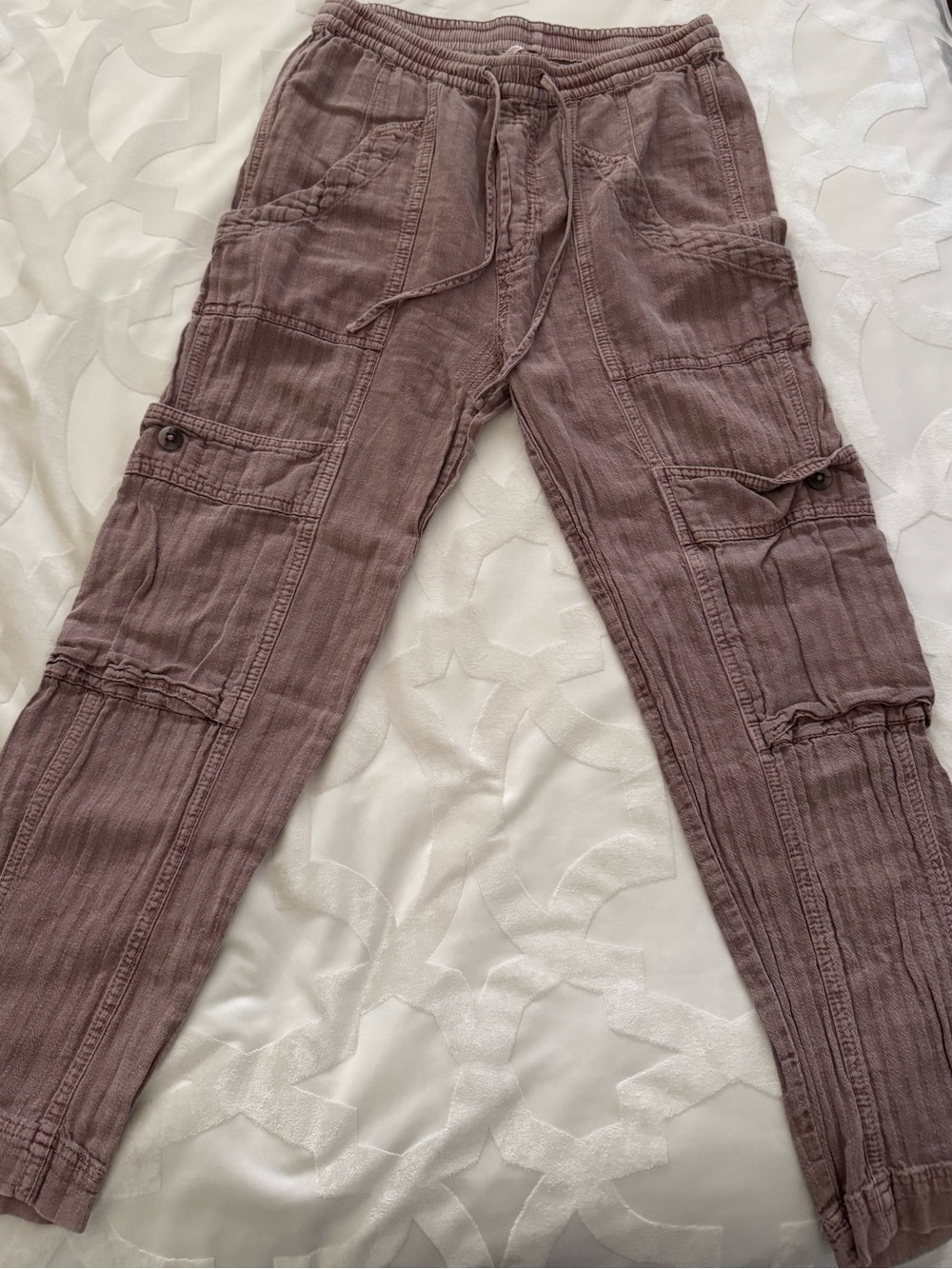 Free people Dusty Mauve Elastic Waist Cargo Pants
